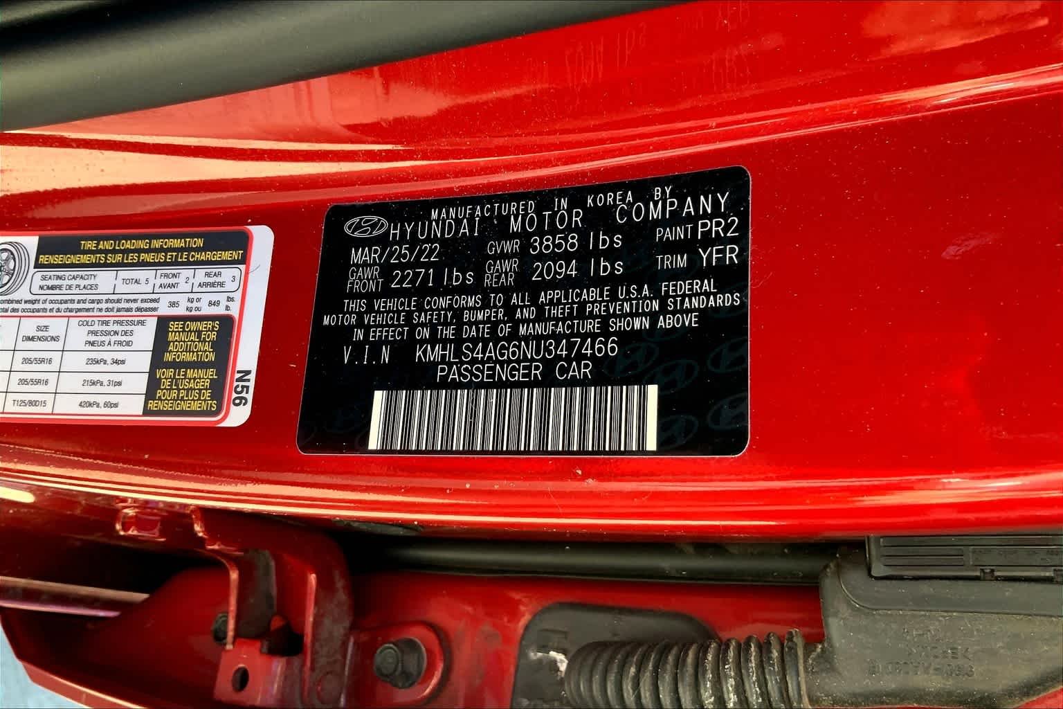 Used 2022 Scarlet Red Pearl Hyundai SEL image 31