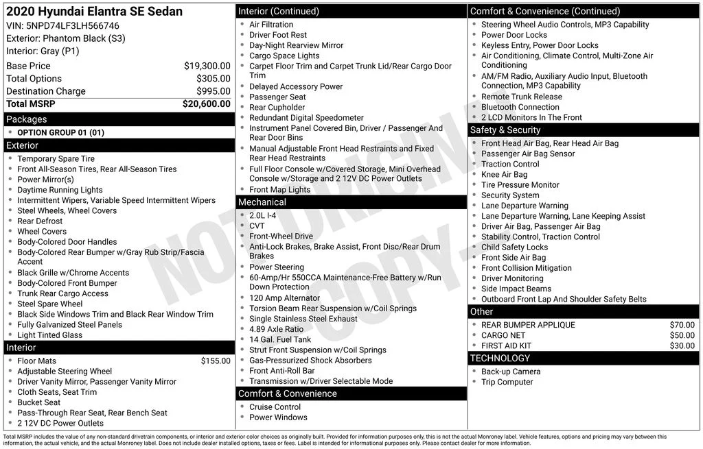 2020 Hyundai Elantra 2.0 SE A/T SULEV's photo