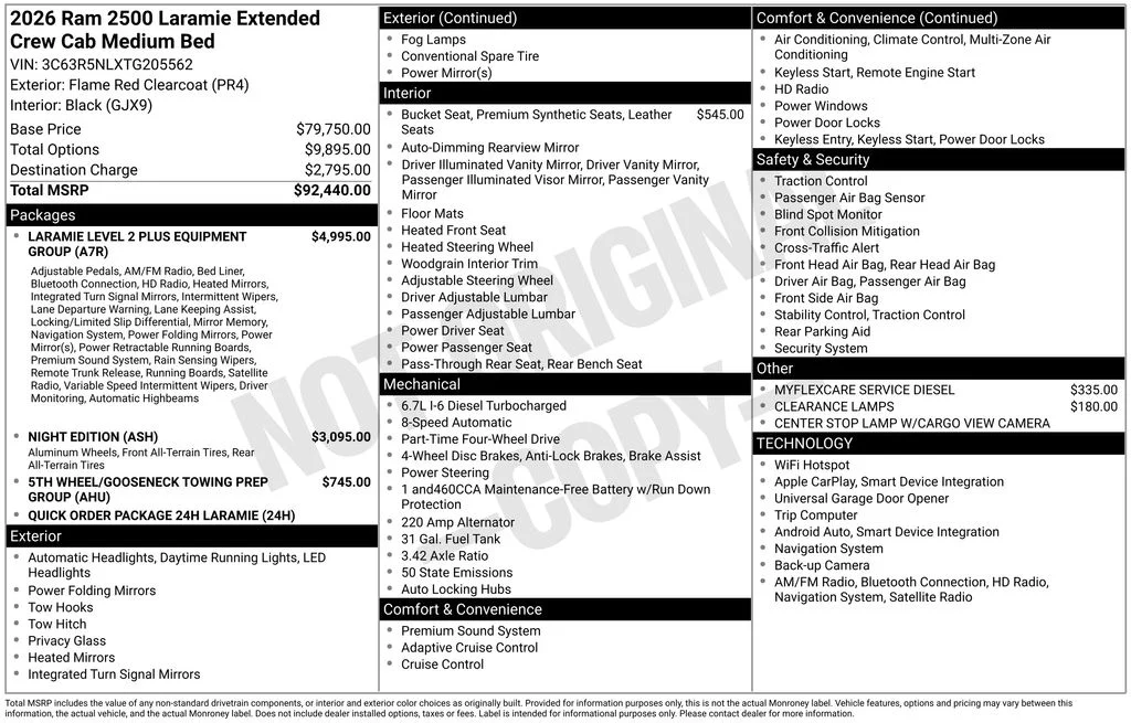 New 2026 Flame Red Clear-Coat Exterior Paint RAM Laramie image 5