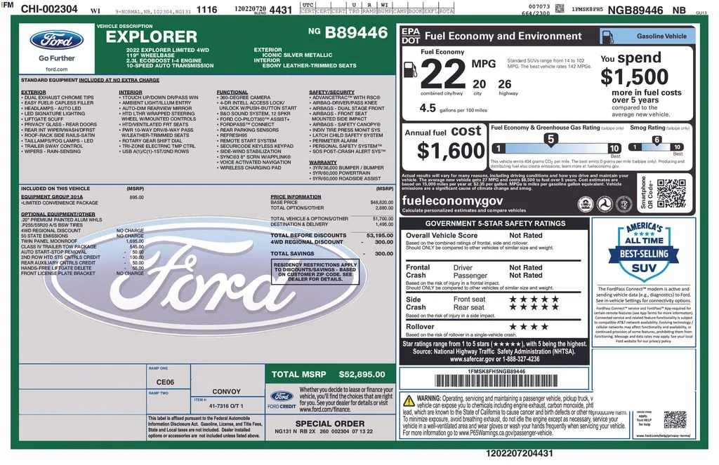 Used 2022 Iconic Silver Metallic Ford Limited image 36