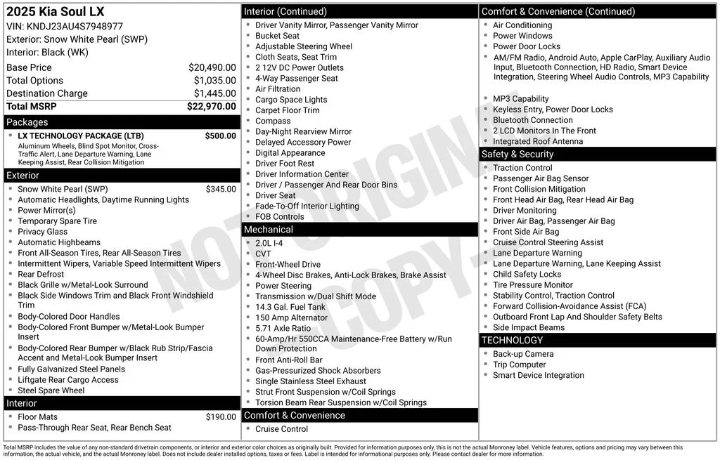 Used 2025 White Kia LX image 8