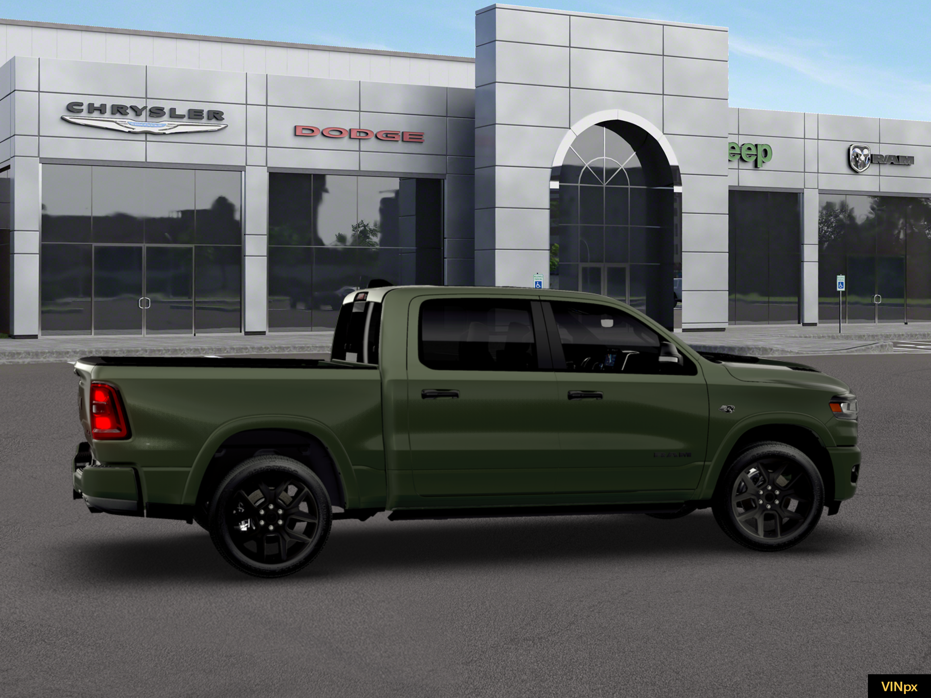New 2026 Serrano-Green Metallic Exterior Paint RAM Laramie Crew Cab 4x4 57