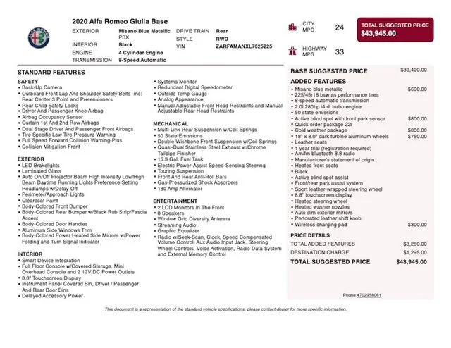 Used 2020 Blue Alfa Romeo Base image 4