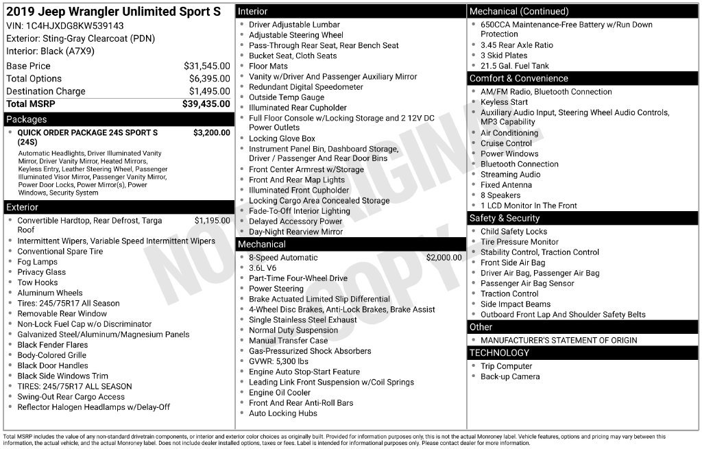 Used 2019 Gray Jeep Unlimited Sport S image 2