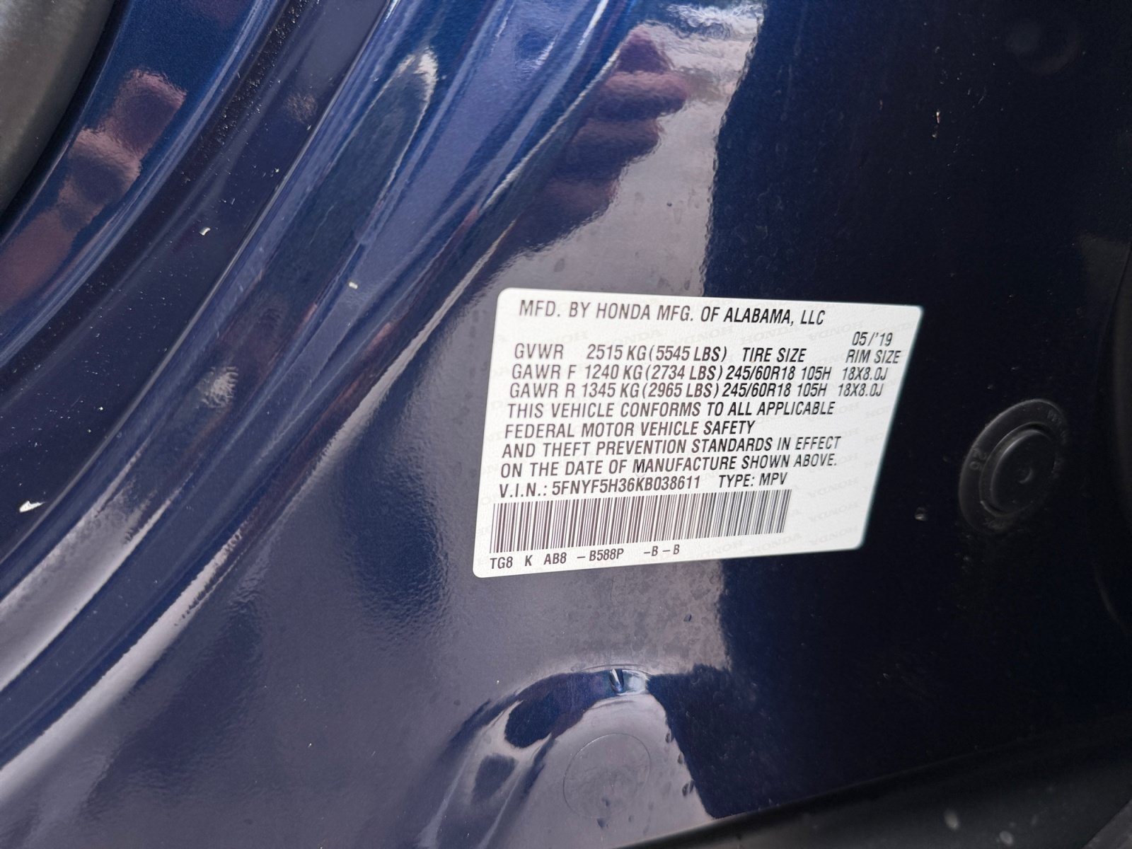 Used 2019 Blue Honda EX image 24