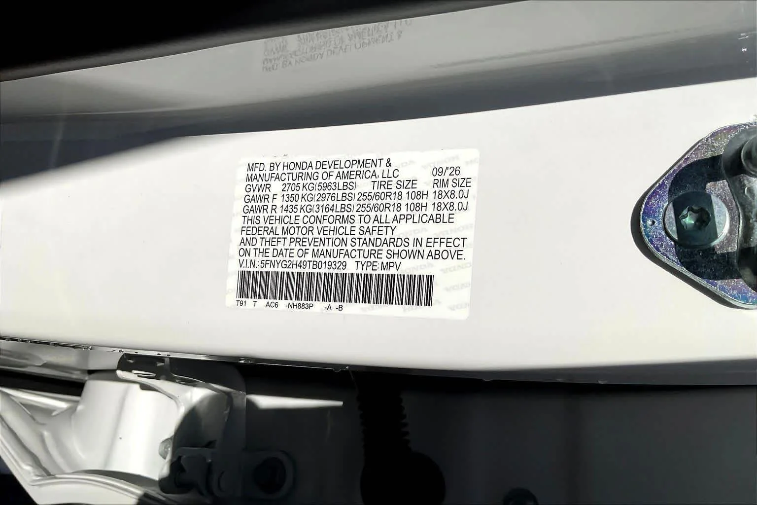 New 2026 Platinum White Pearl Honda EX-L image 19
