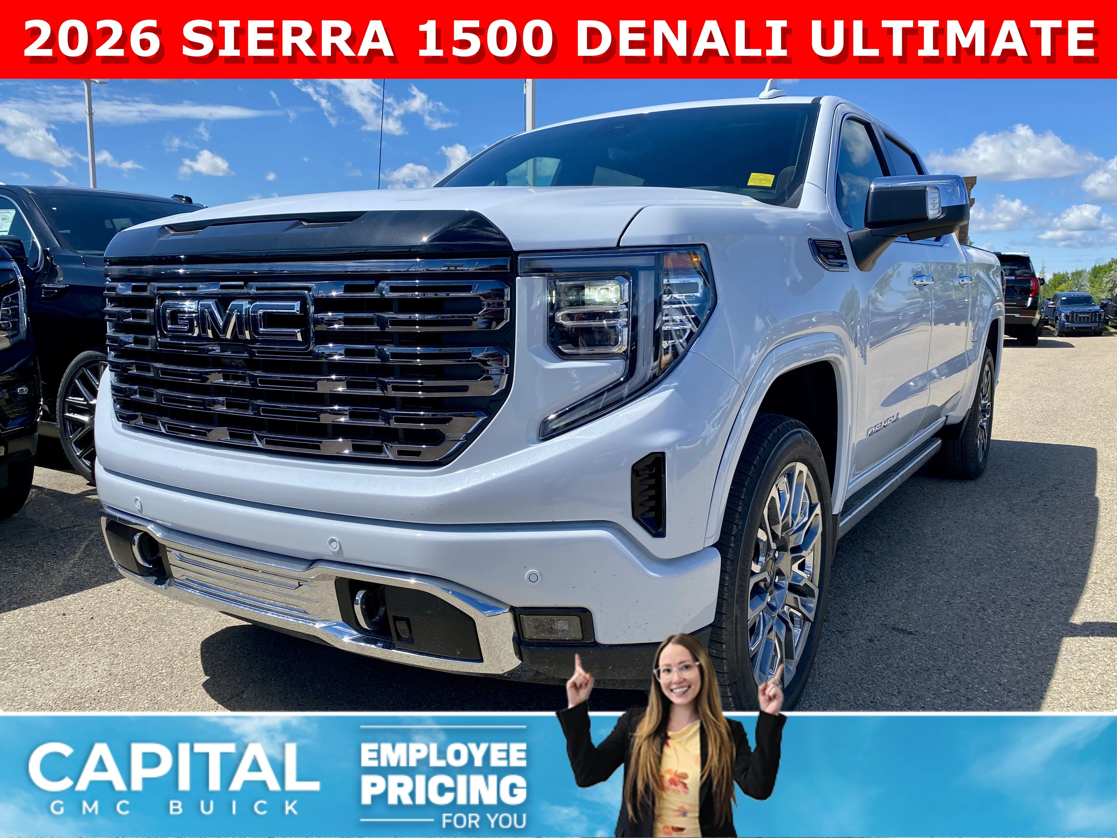 New 2026 GLACIER WHITE TRICOAT GMC Denali Ultimate image 1
