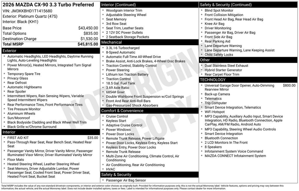 New 2026 Platinum Mazda 3.3 Turbo Preferred image 3
