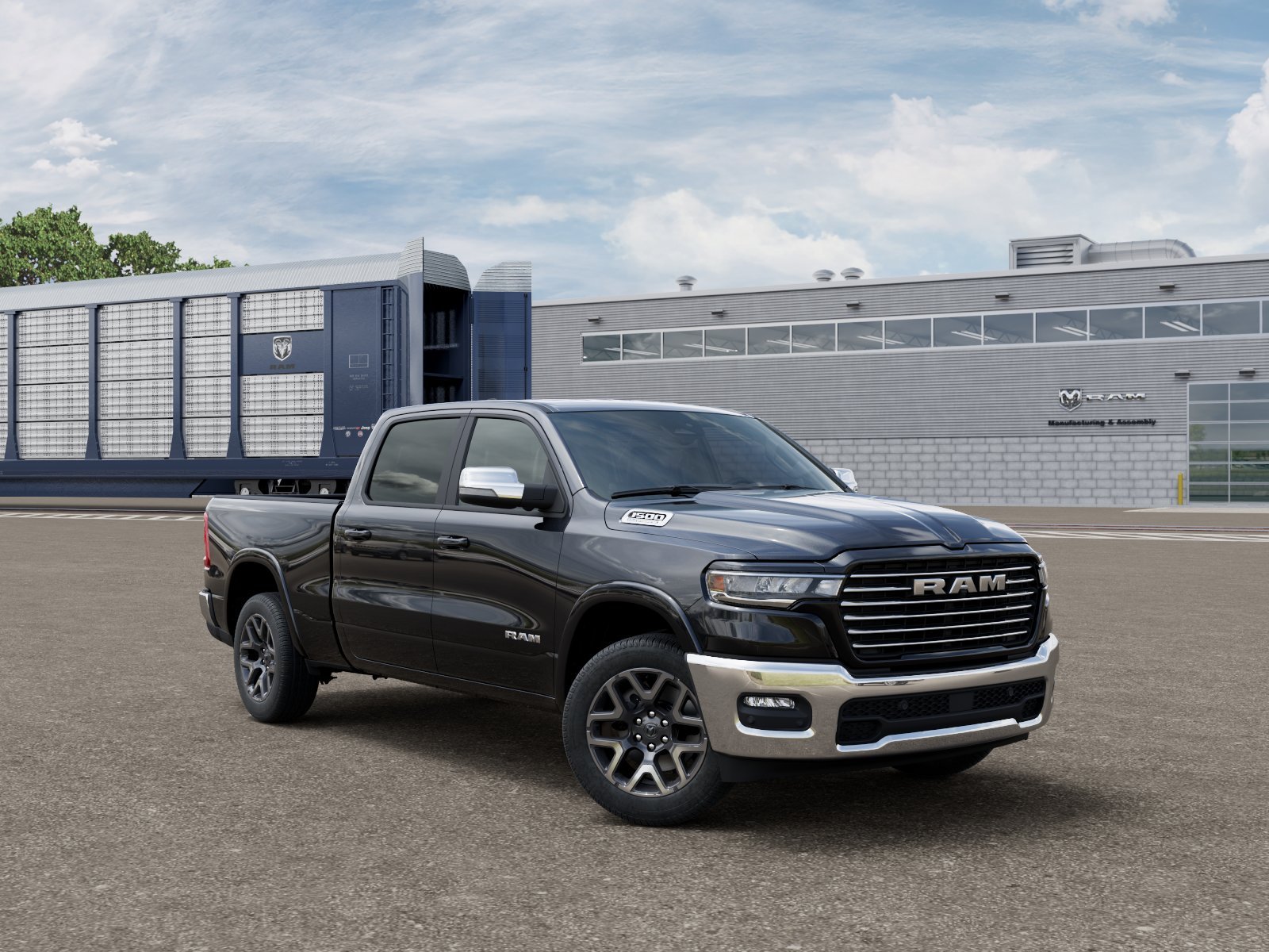 New 2027 Diamond Black Crystal Pearl-Coat Exterior Paint RAM Laramie image 3