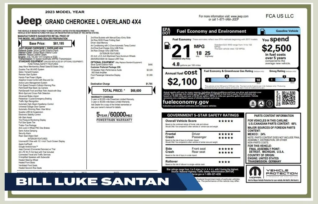 Used 2023 Silver Jeep Overland image 1