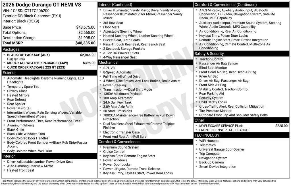 New 2026 DB Black Clearcoat Dodge GT HEMI V8 image 6