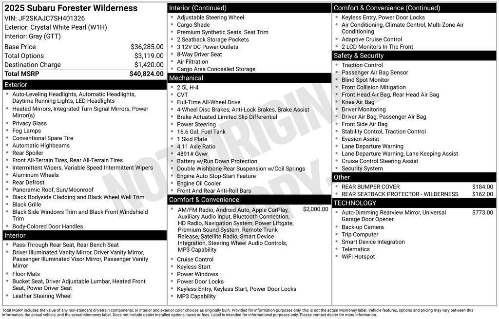 Used 2025 White Subaru Wilderness image 10