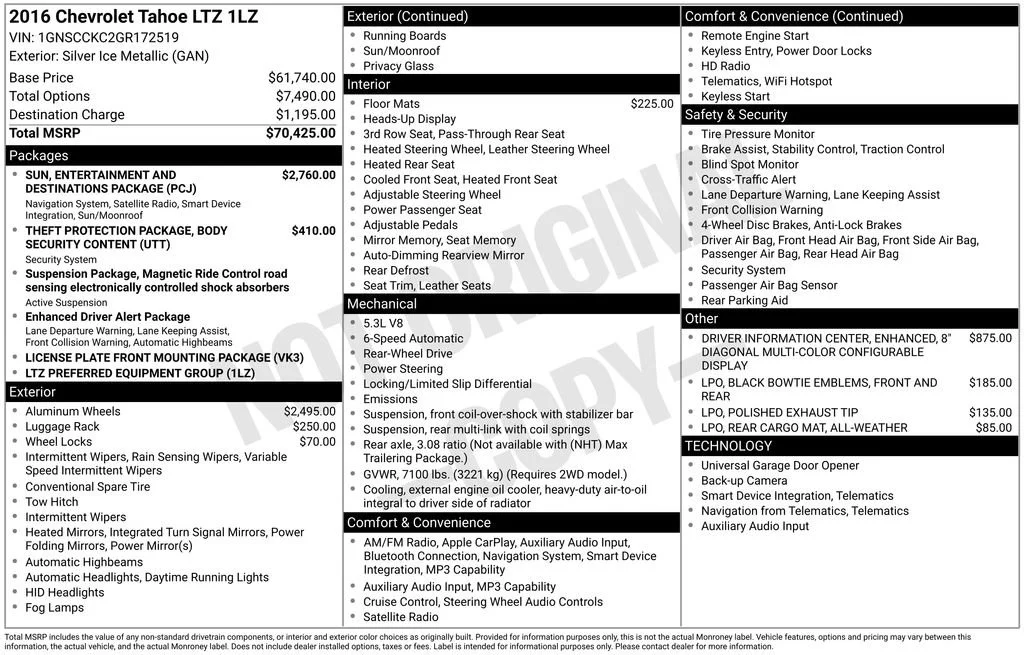 Used 2016 SILVER ICE METALLIC Chevrolet LTZ image 10