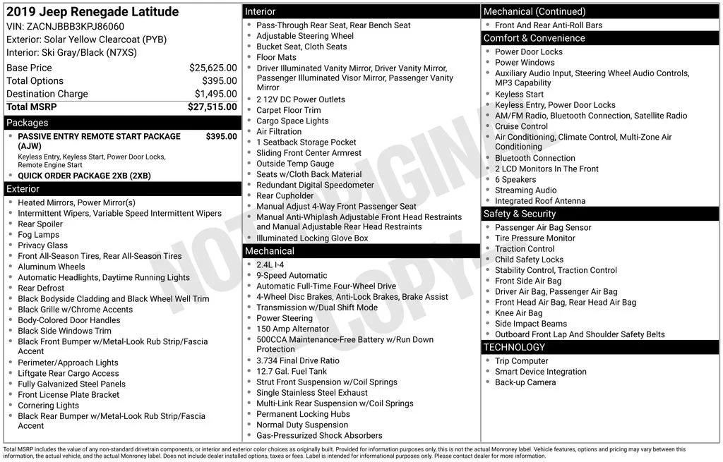 Used 2019 Yellow Jeep Latitude image 2