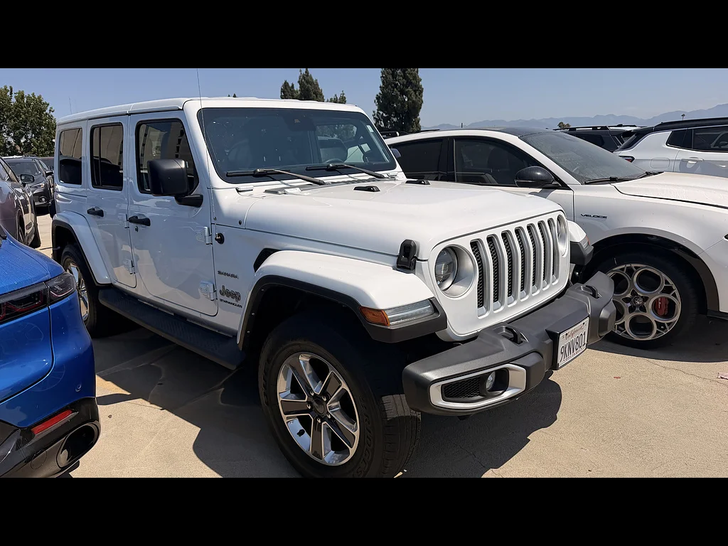 Used 2023 Bright White Clear Coat Jeep Sahara image 1
