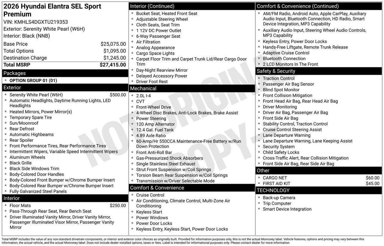 New 2026 White Hyundai SEL Sport Premium image 29