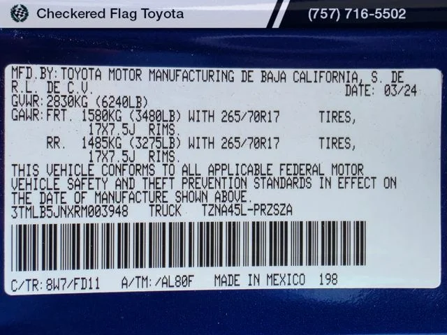 Used 2024 Blue Crush Metallic Toyota TRD Off-Road image 19