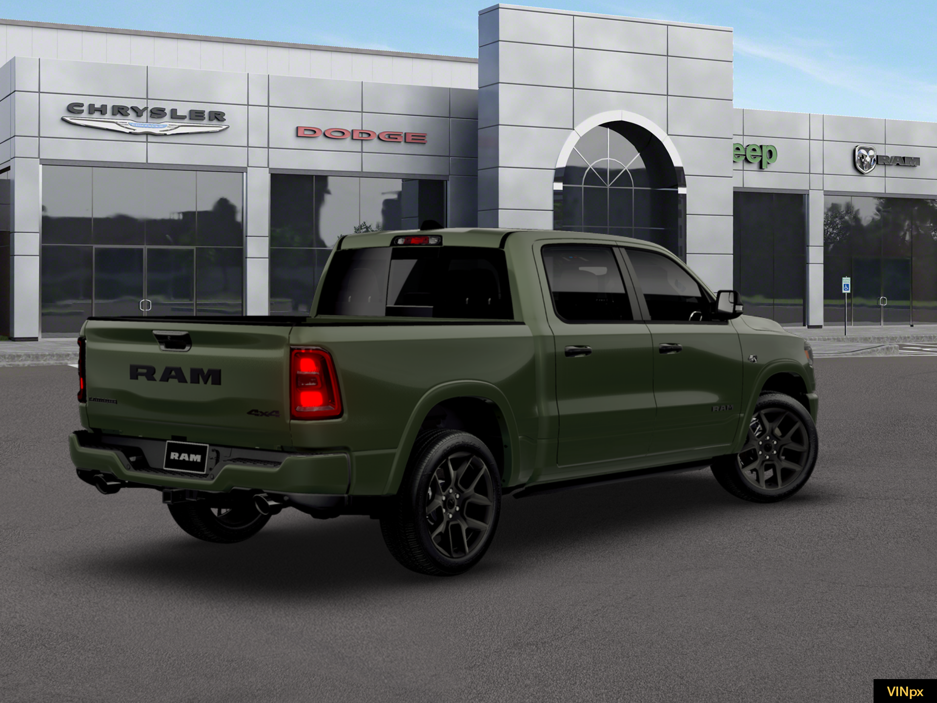 New 2026 Serrano-Green Metallic Exterior Paint RAM Laramie Crew Cab 4x4 57