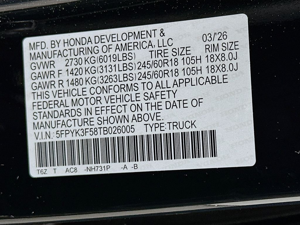 New 2026 Crystal Black Pearl Honda RTL image 32