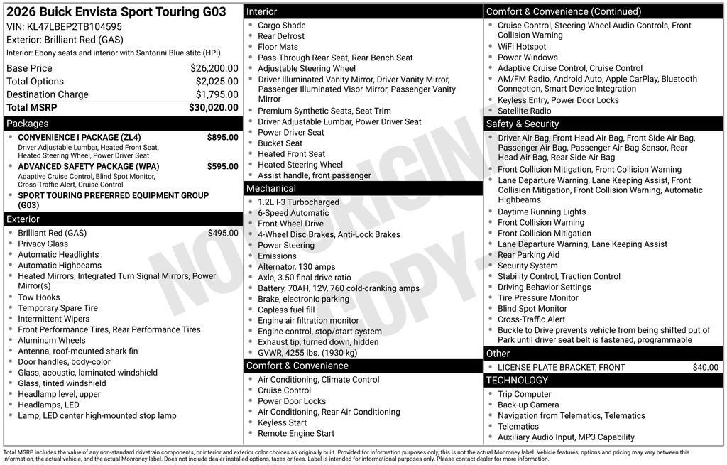 New 2026 Brilliant Red Buick Sport Touring image 34