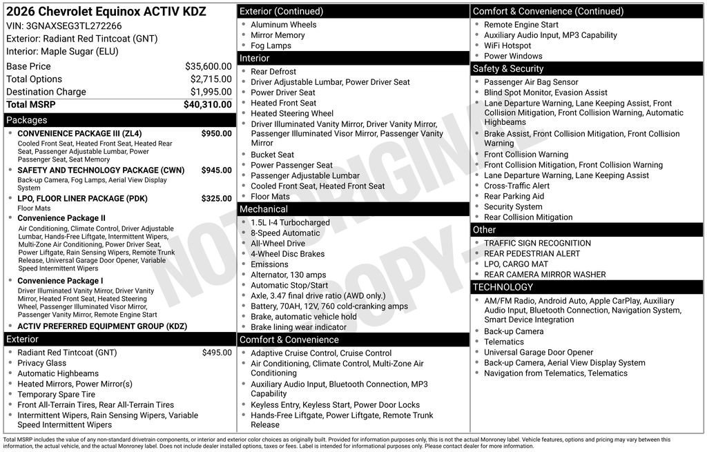 New 2026 Radiant Red Tintcoat Chevrolet ACTIV image 2