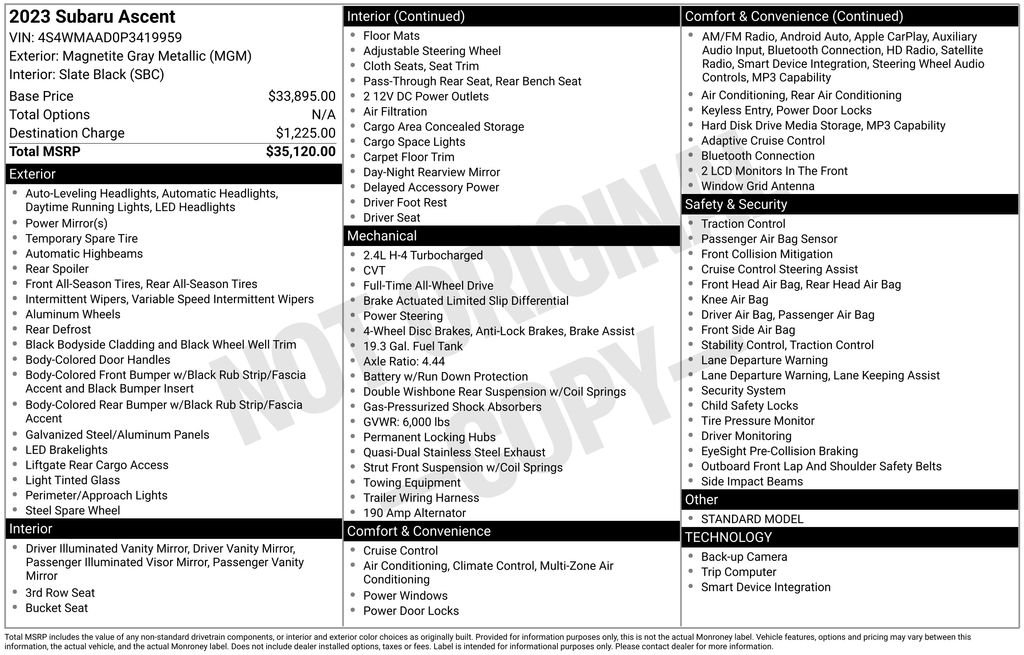 Used 2023 Gray Subaru Base image 24