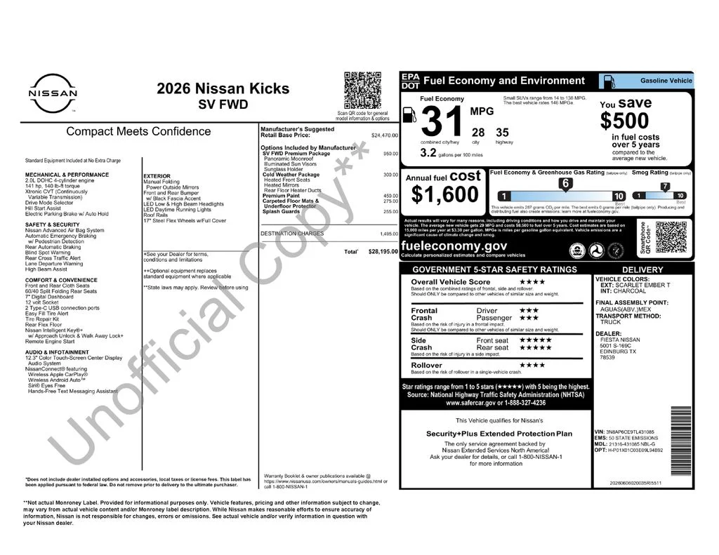 New 2026 Red Nissan SV image 39