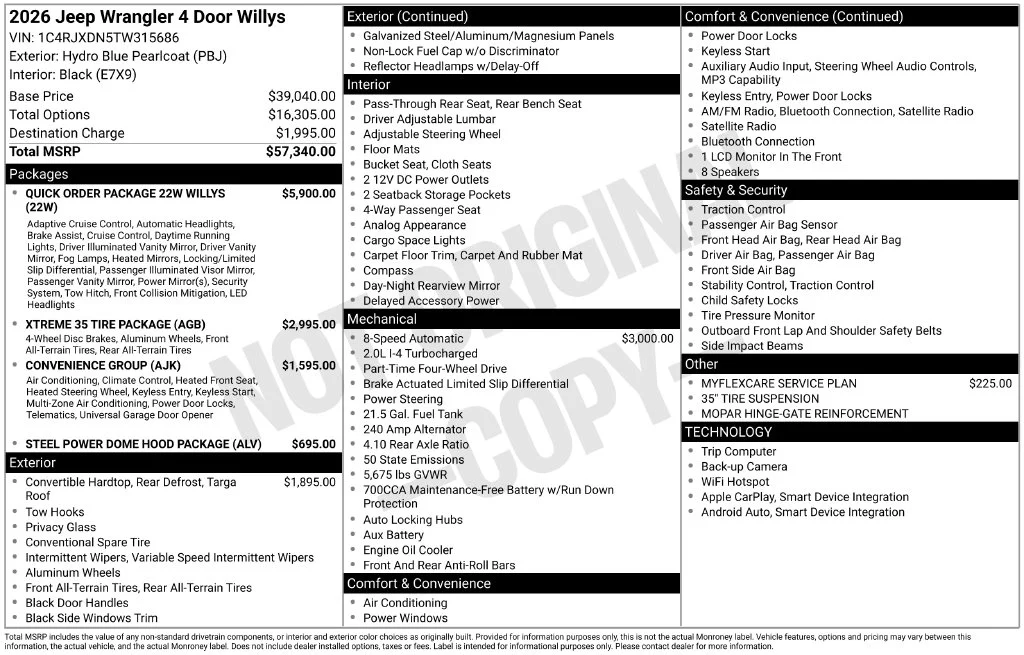 New 2026 Hydro Blue Pearl-Coat Exterior Paint Jeep Willys image 6