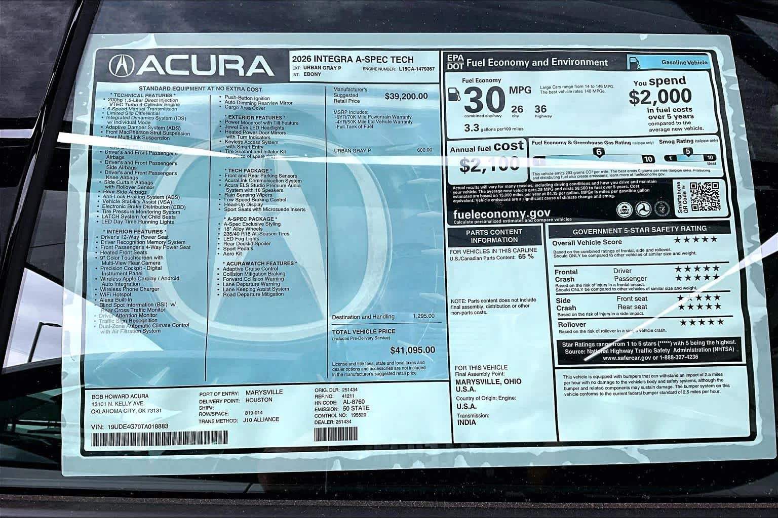 New 2026 Urban Gray Pearl Acura w/A-Spec Technology Package image 19