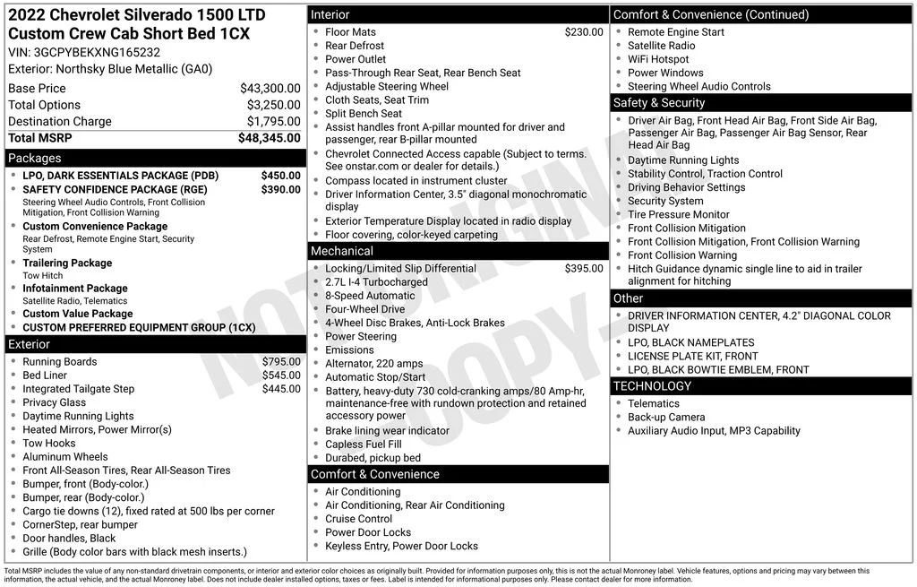 Used 2022 Blue Metallic Chevrolet Custom image 10
