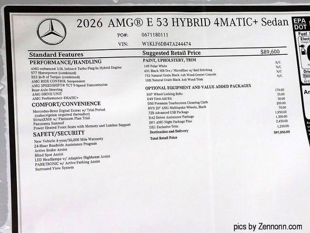 New 2026 Polar White Mercedes-Benz AMG® E 53 E 4MATIC+ Sedan image 58