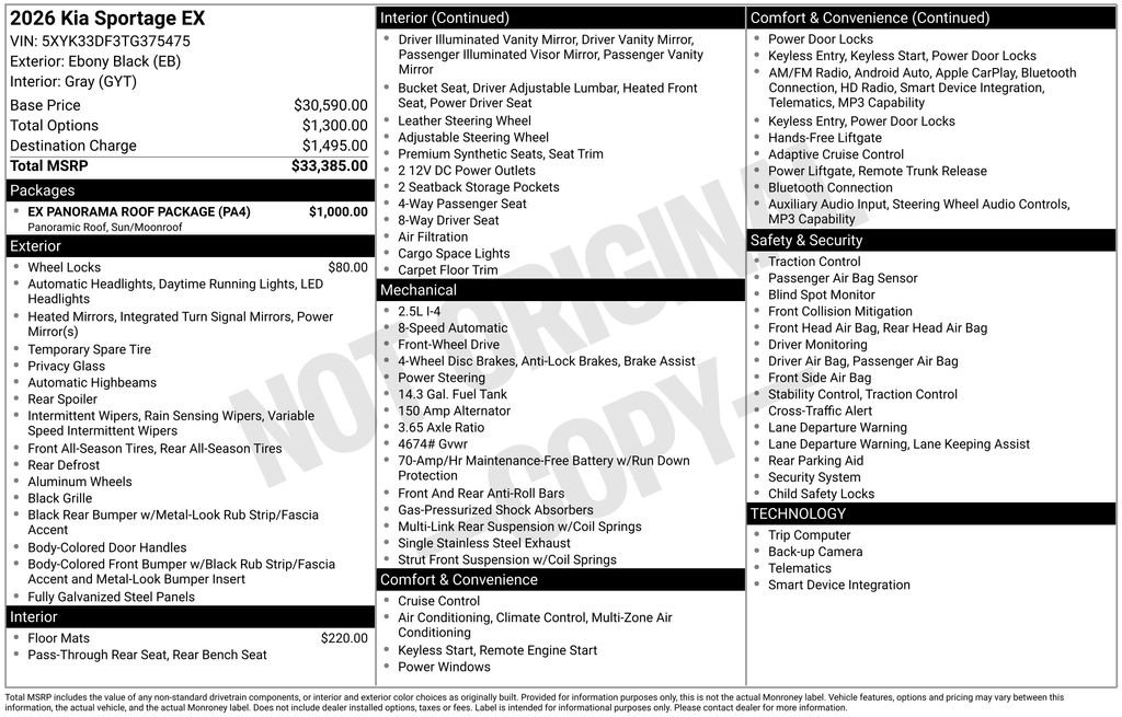 New 2026 Ebony Black Kia EX image 28