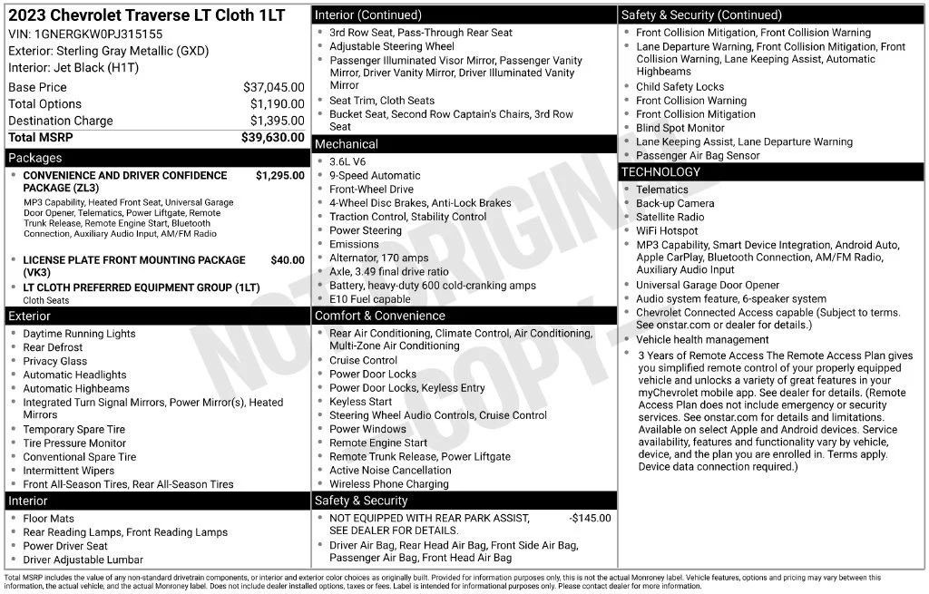 Used 2023 STERLING GRAY METALLIC Chevrolet LT Cloth image 10