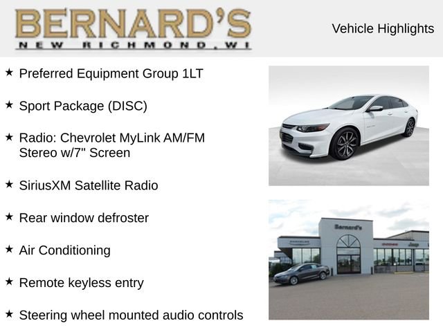 Used 2017 Chevrolet Malibu 1LT with VIN 1G1ZE5ST7HF243836 for sale in New Richmond, WI