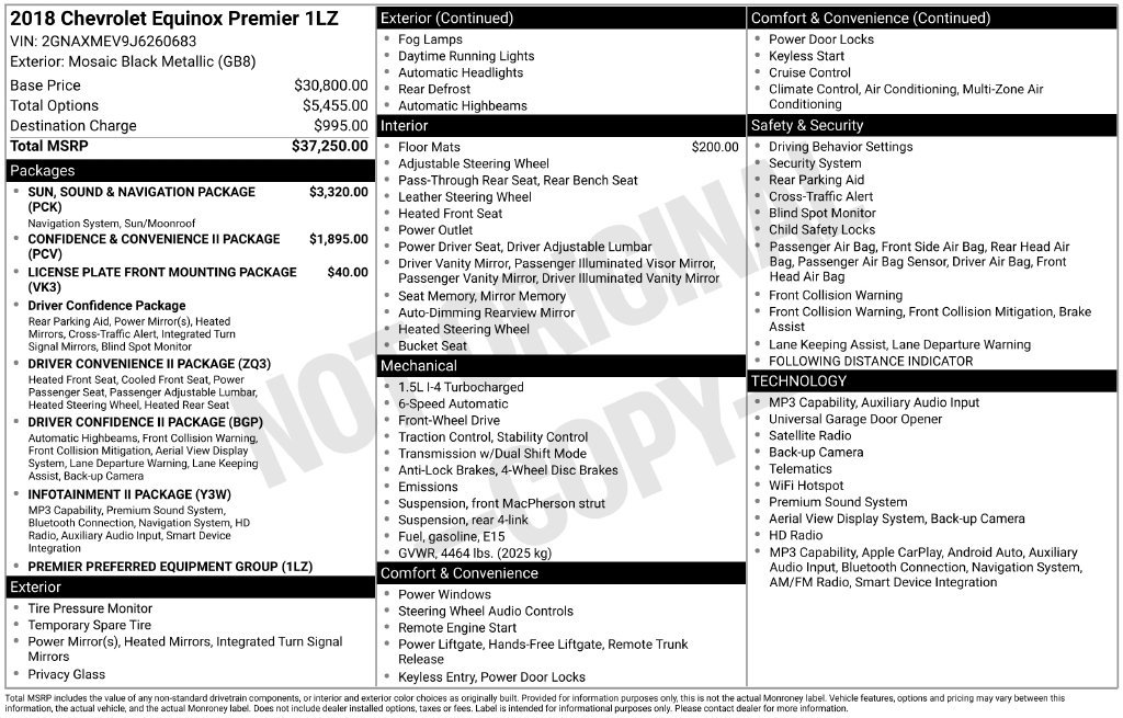 Used 2018 Mosaic Black Metallic Chevrolet  image 12