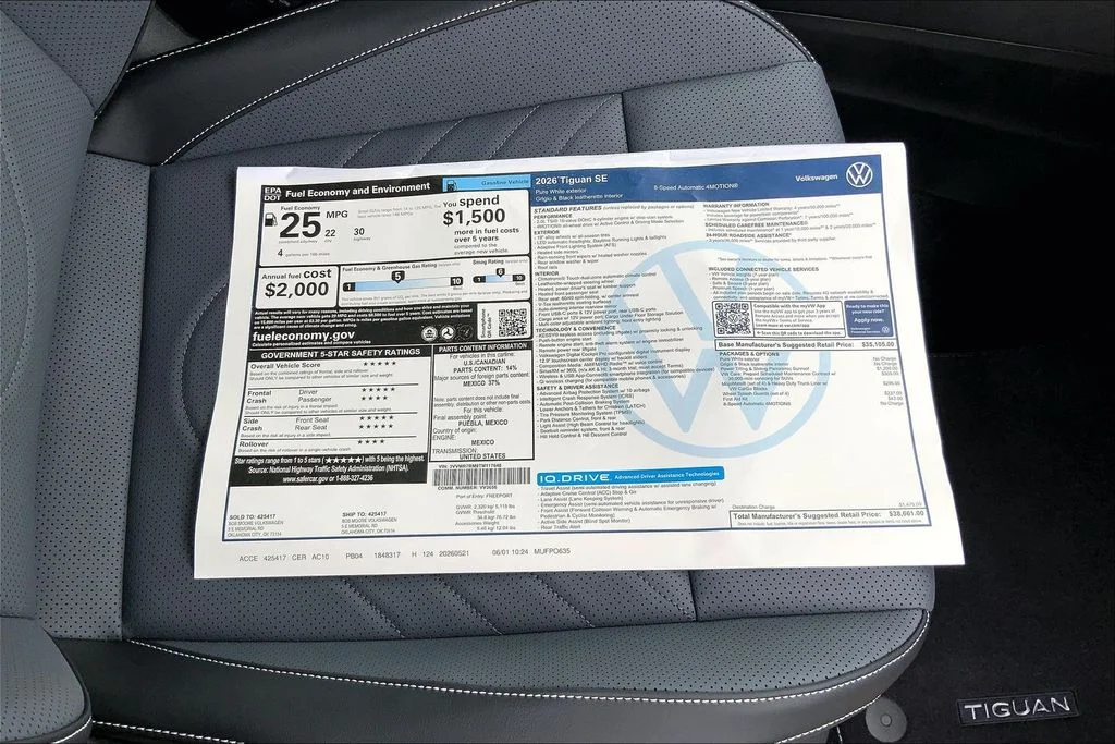 New 2026 Pure White Volkswagen 2.0T SE image 14