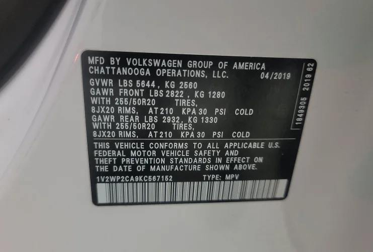 Used 2019 White Volkswagen 2.0T SE w/Technology image 7