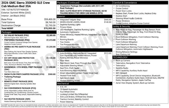 New 2026 Summit White GMC SLE image 5