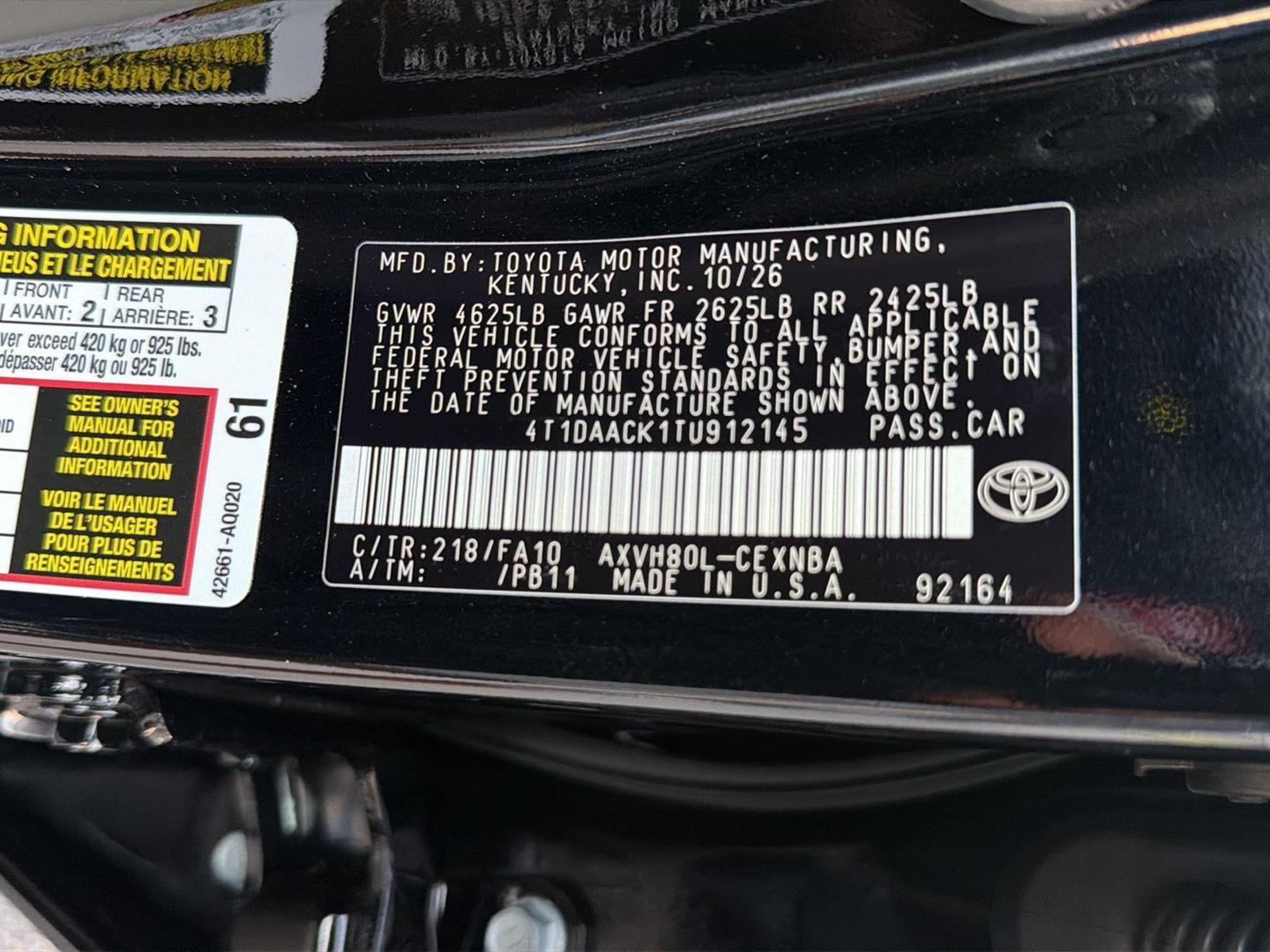 New 2026 Midnight Black Metallic Toyota LE image 35