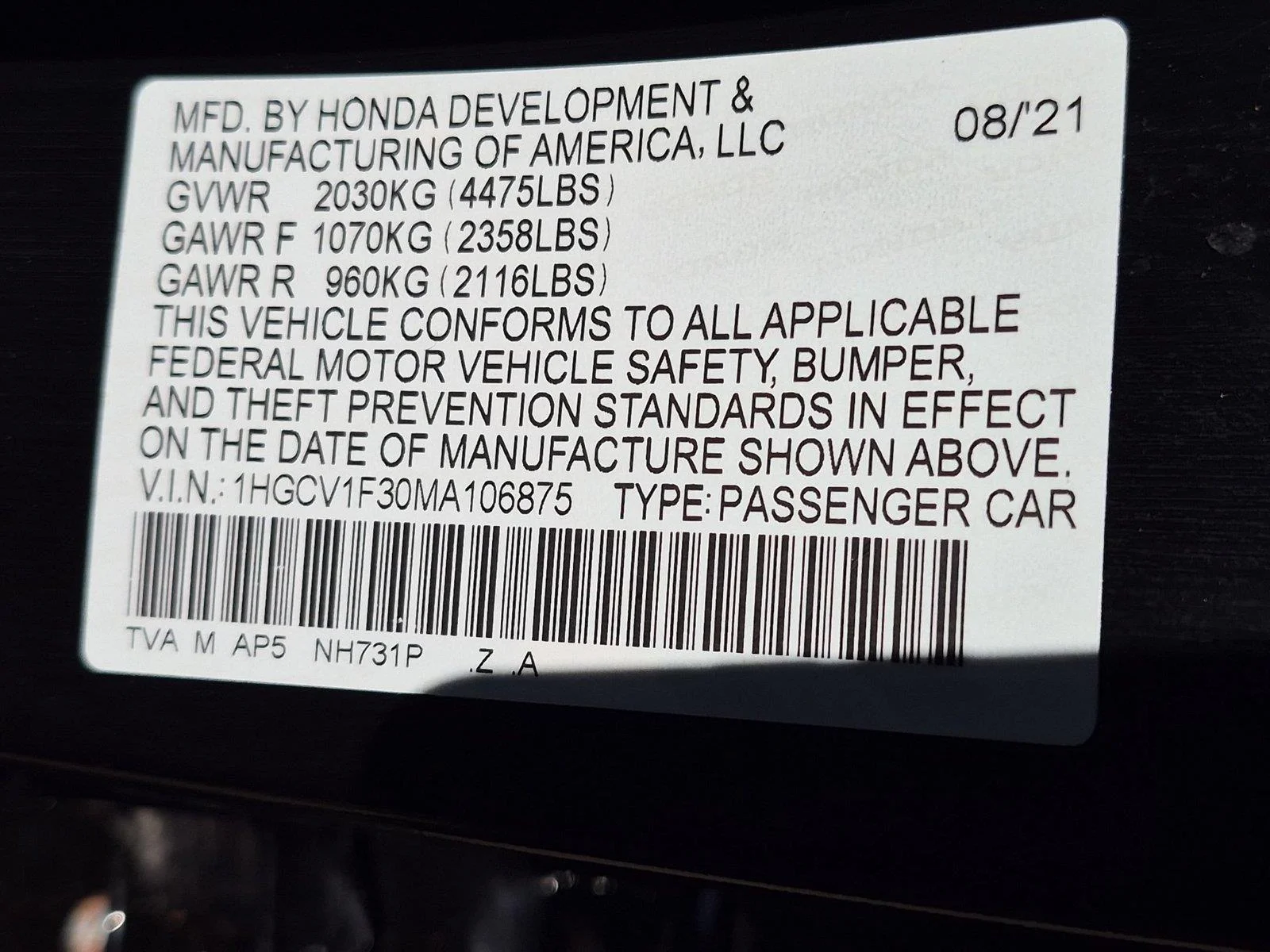 Used 2021 Crystal Black Pearl Honda Sport image 34
