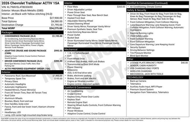 2026 Chevrolet Trailblazer Activ - Photo 12