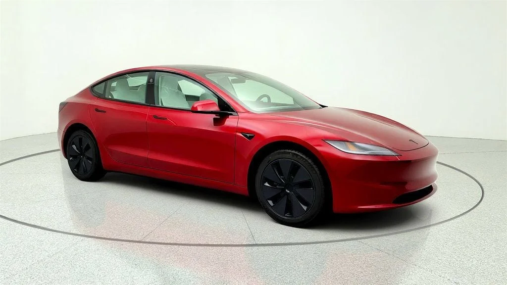 Used 2026 Ultra Red Tesla Long Range RWD w/ White & Black Premium Interior image 3