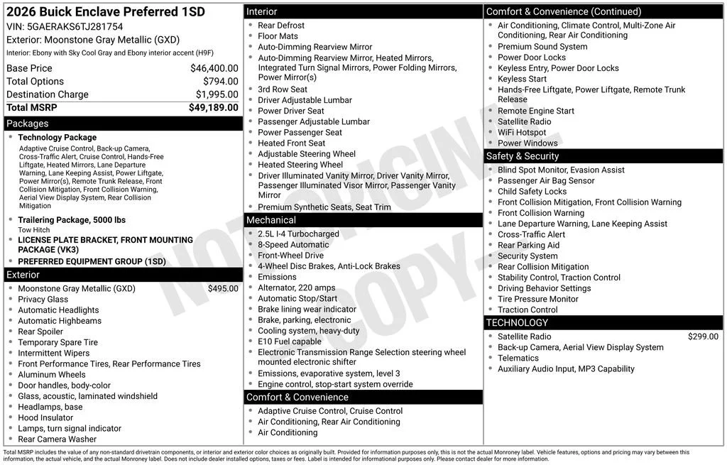 New 2026 Moonstone Gray Metallic Buick Preferred image 47