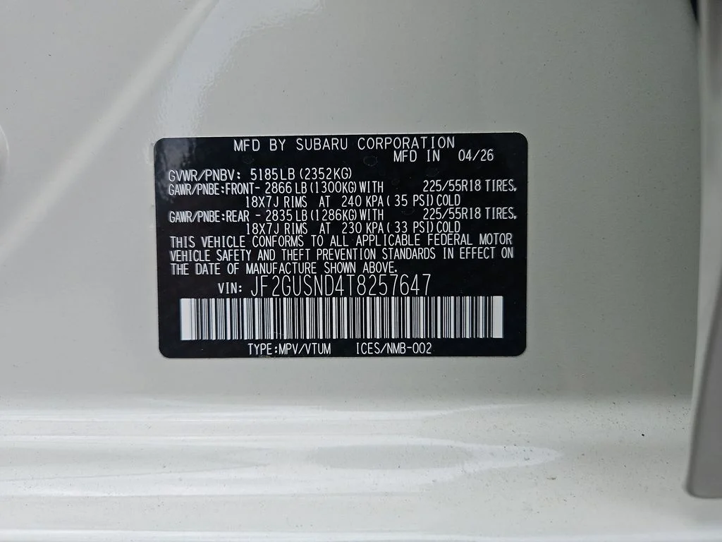 New 2026 CRYSTAL WHITE PEARL Subaru Limited Hybrid image 45