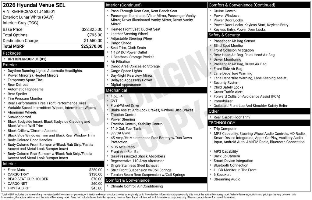 New 2026 White Hyundai SEL image 30