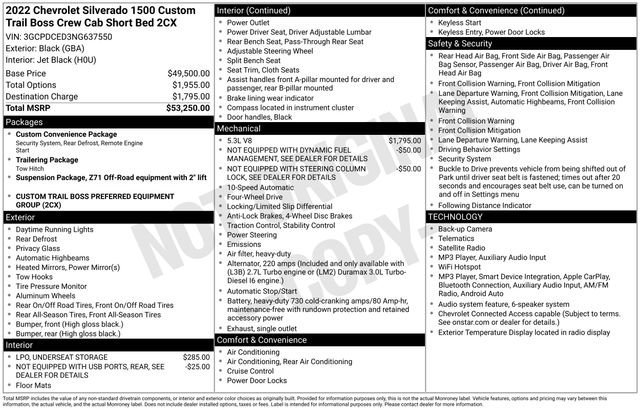 Used 2022 BLACK Chevrolet Custom Trail Boss image 6