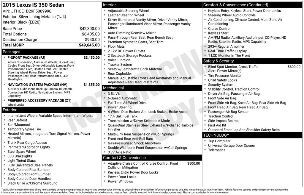 Used 2015 Silver Lexus 350 image 5