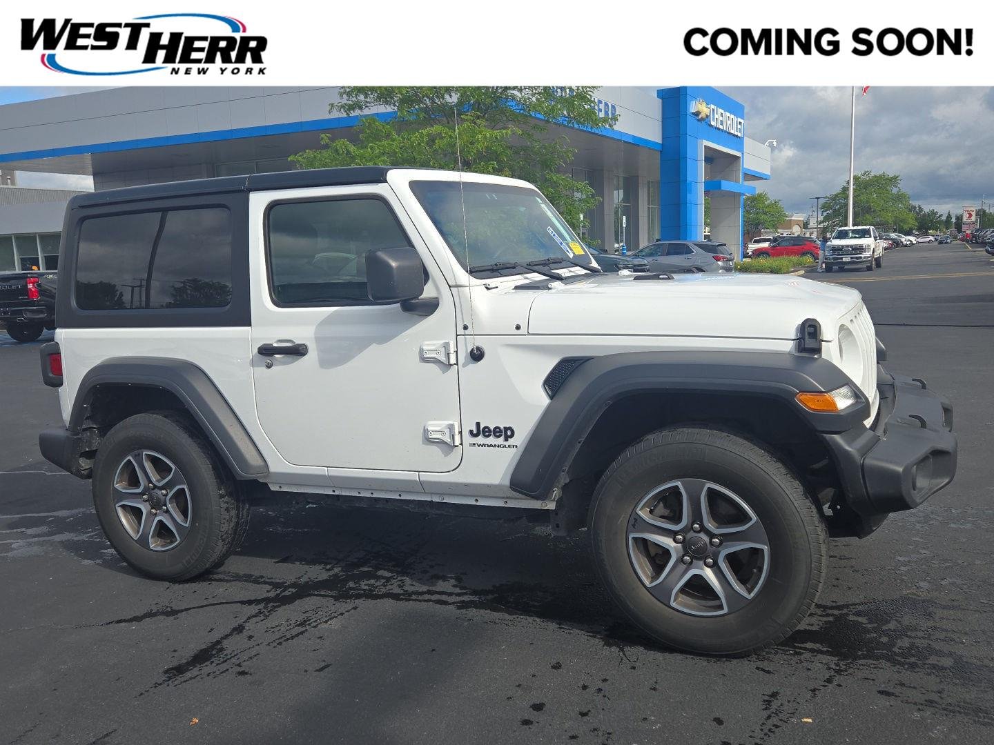 Used 2023 Bright White Clearcoat Jeep Sport S image 1
