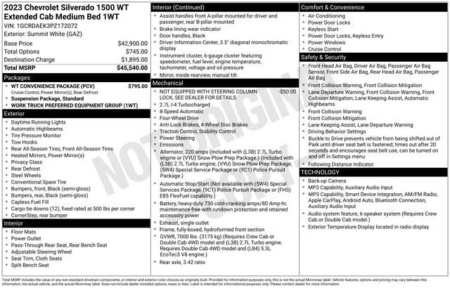 Used 2023 SUMMIT WHITE Chevrolet Work Truck image 7