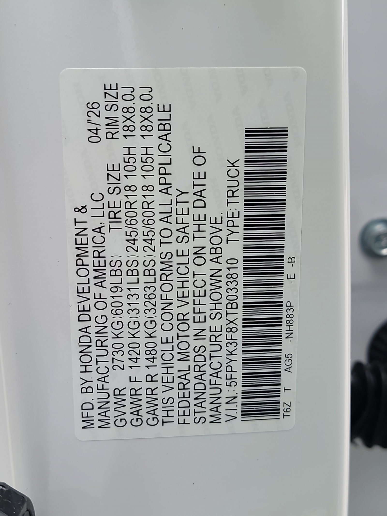New 2026 Platinum White Pearl Honda Black Edition image 33